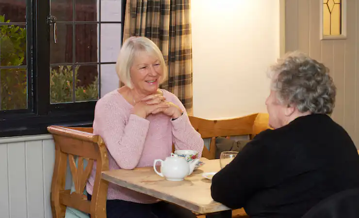 Live in care for couples-ladies having tea