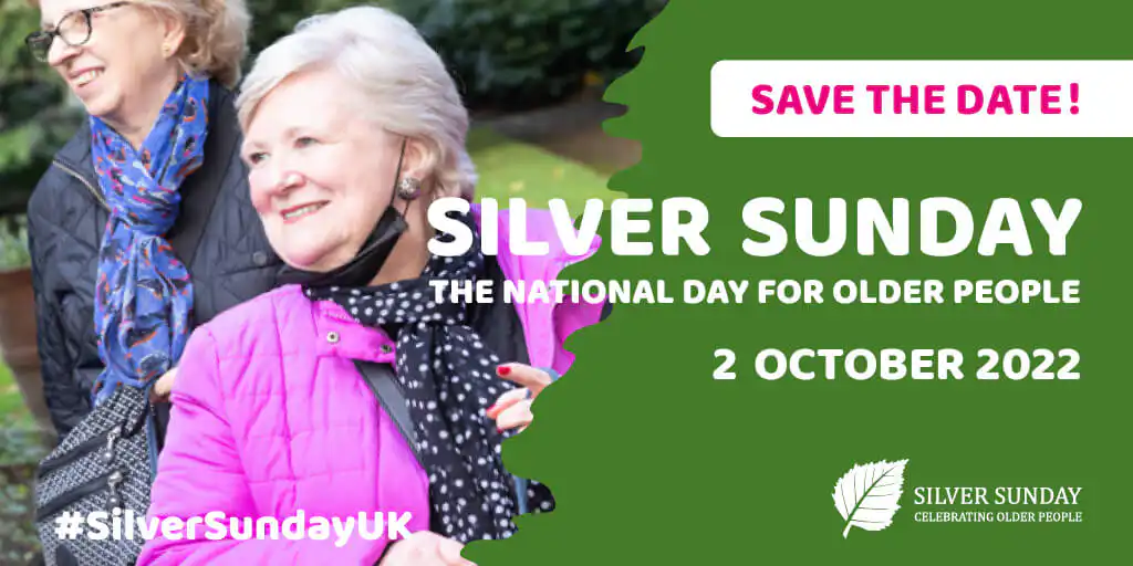 Banner promoting Sliver Sunday event at The Princes Centre Risborough, 2022.