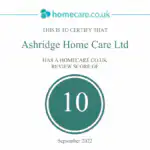 Ashridge Home Care 10/10 Review Score logo from homecare.co.uk