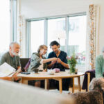 Elderly Knitting with carers