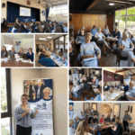Collage of community events featuring group gatherings and presentations. Participants, mainly older adults, are engaged and smiling.