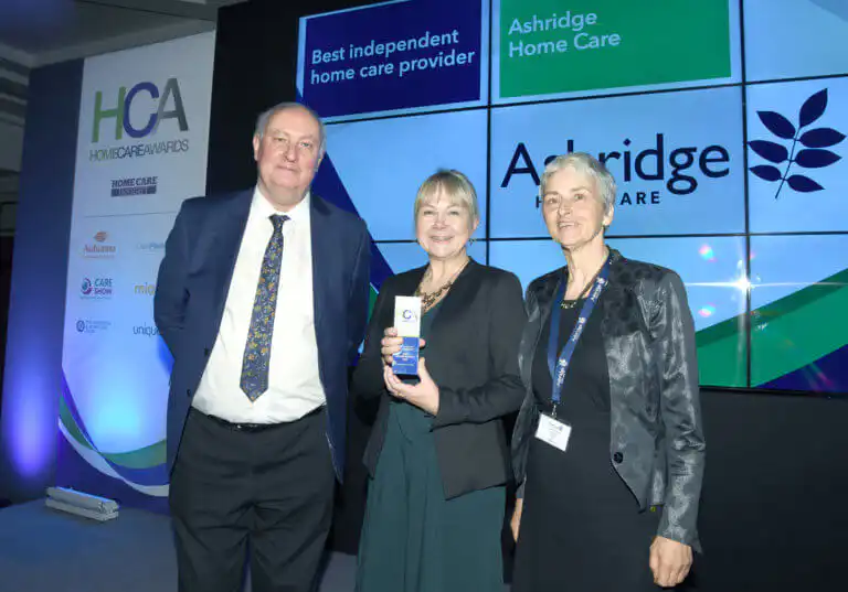 Trudi, owner and director accepting a Home Care Award for best independent home care provider