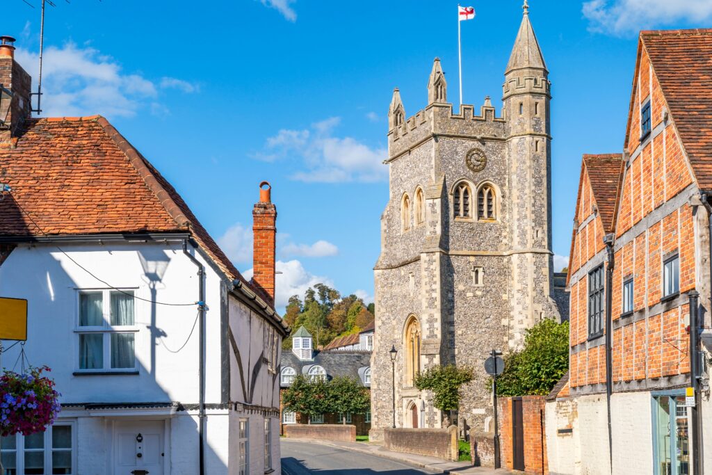 View of the 13th century St. Mary's Parish Church in Old Amersham, UK