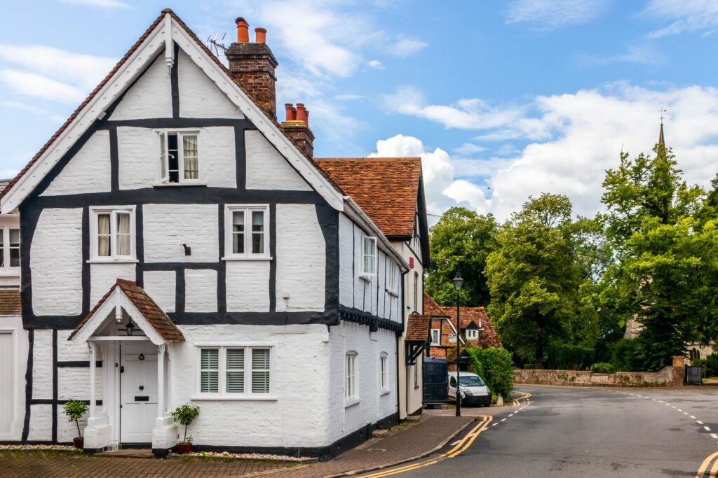 Front of a Grade II listed period house on Church Street, Princes Risborough, Buckinghamshire, England, UK.