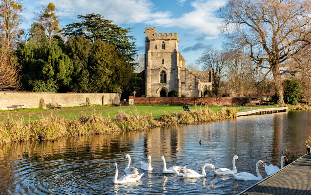 Bright winters day on the Stroudwater Canal, near Stroud Gloucestershire, United Kingdom
