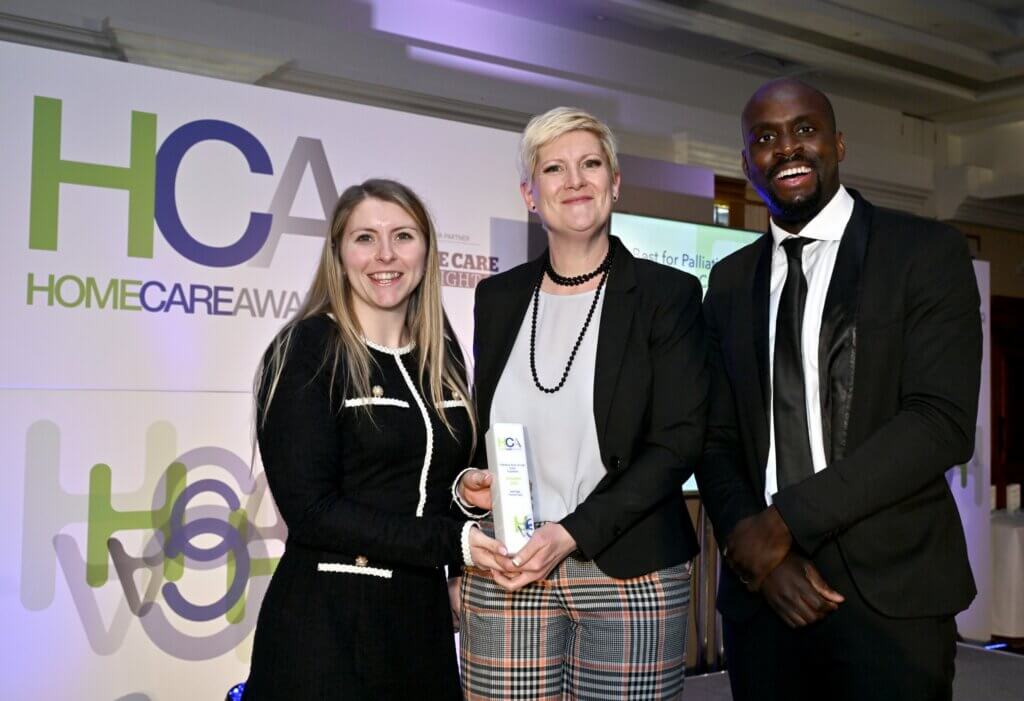 Some of the Ashridge Home Care team pictured with their Home Care Award for End-of-life care.