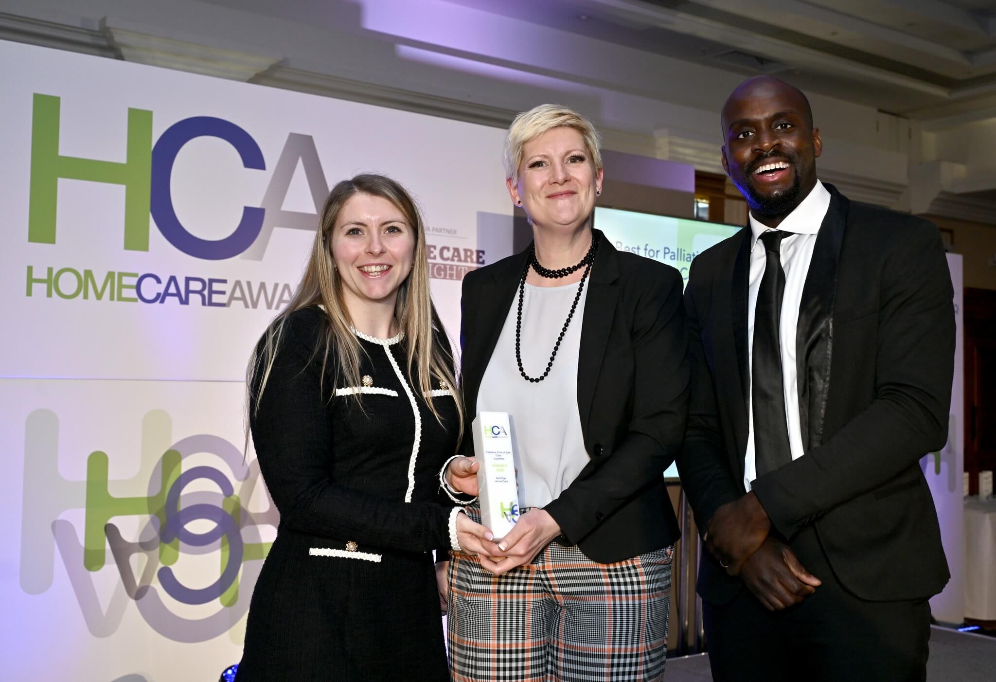 Some of the Ashridge Home Care team pictured with their Home Care Award for End-of-life care.