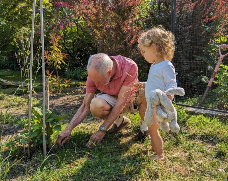Parkinsons care at home - elderly man in garden