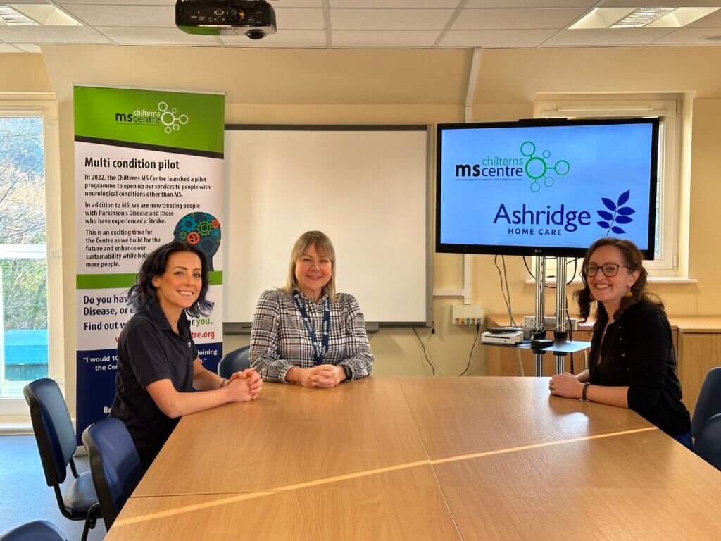 Stella Head of Fundraising MS Centre, Ashridge Carer Amy and Trudi Ashridge Founder