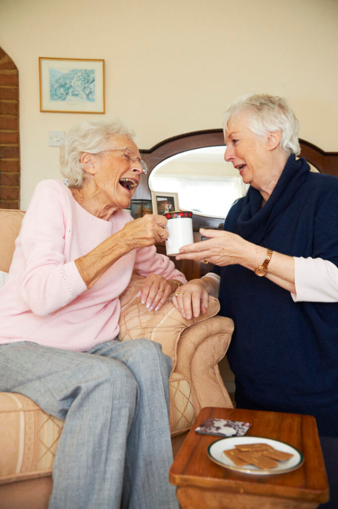 Live in care-elderly ladies having tea