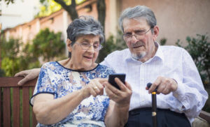 Live in care for couples-elderly couple sitting together